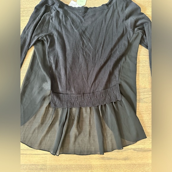 NEW Anthropologie Cardigan-Size Small-Black-Sheer Sides and Lower Back - Picture 3 of 10